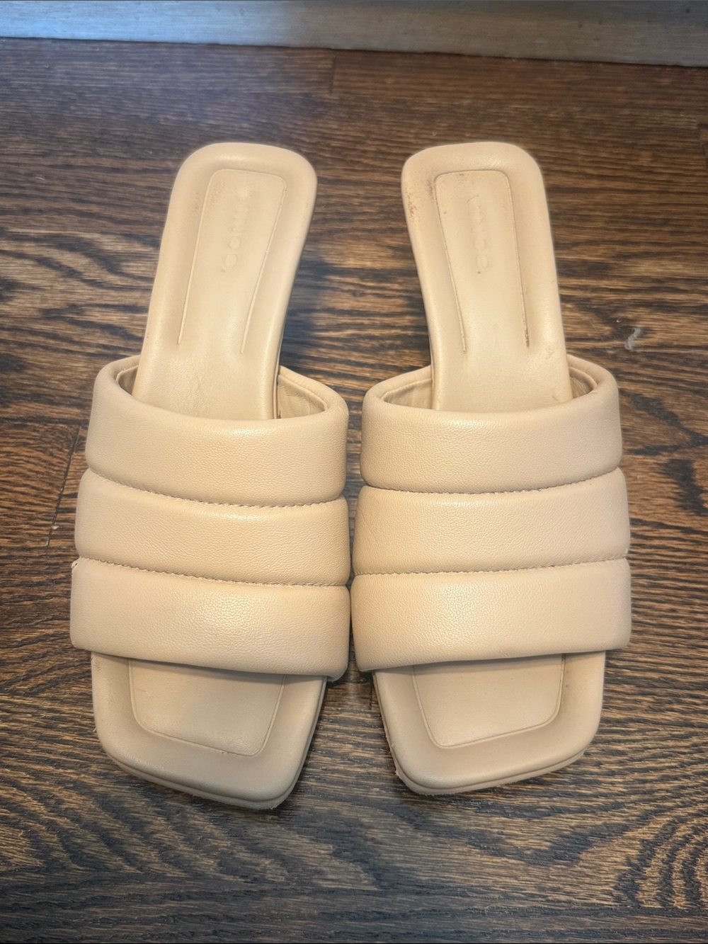 Vince Cream Padded Slide Mules